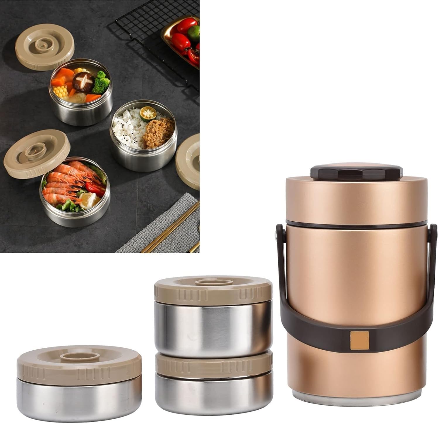 Scatola da pranzo Contenitore for il pranzo con isolamento sottovuoto in acciaio 304, grandi barili isolati sottovuoto