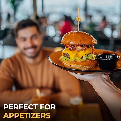 Miniatura 7 de Palos de cóctel dorados  200 piezas de pinchos de cóctel de 4.7 pulgadas de largo para aperitivos  Brochetas de bambú para tablas de charcutería,