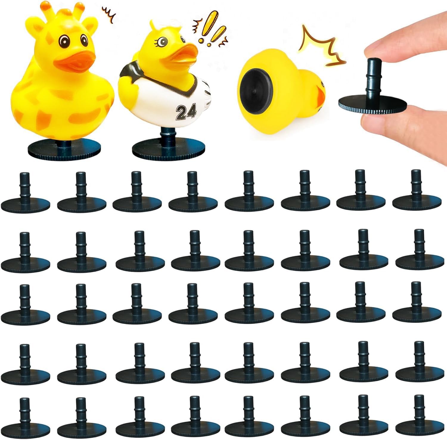 Duck Holder for Car Dash, Rubber Duck Mounts Duck Plugs for a Fun and Funky Car Dashboard Display Gift for Car Lover Double-Sided Stickers Included (20 Pcs)