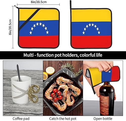 Miniatura 8 de Heat Resistant Oven Hot Pads Non Slip Grip Large Potholders for Kitchen Baking Cooking 8 X 8 Inches Pack of 2 Flag of Venezuela