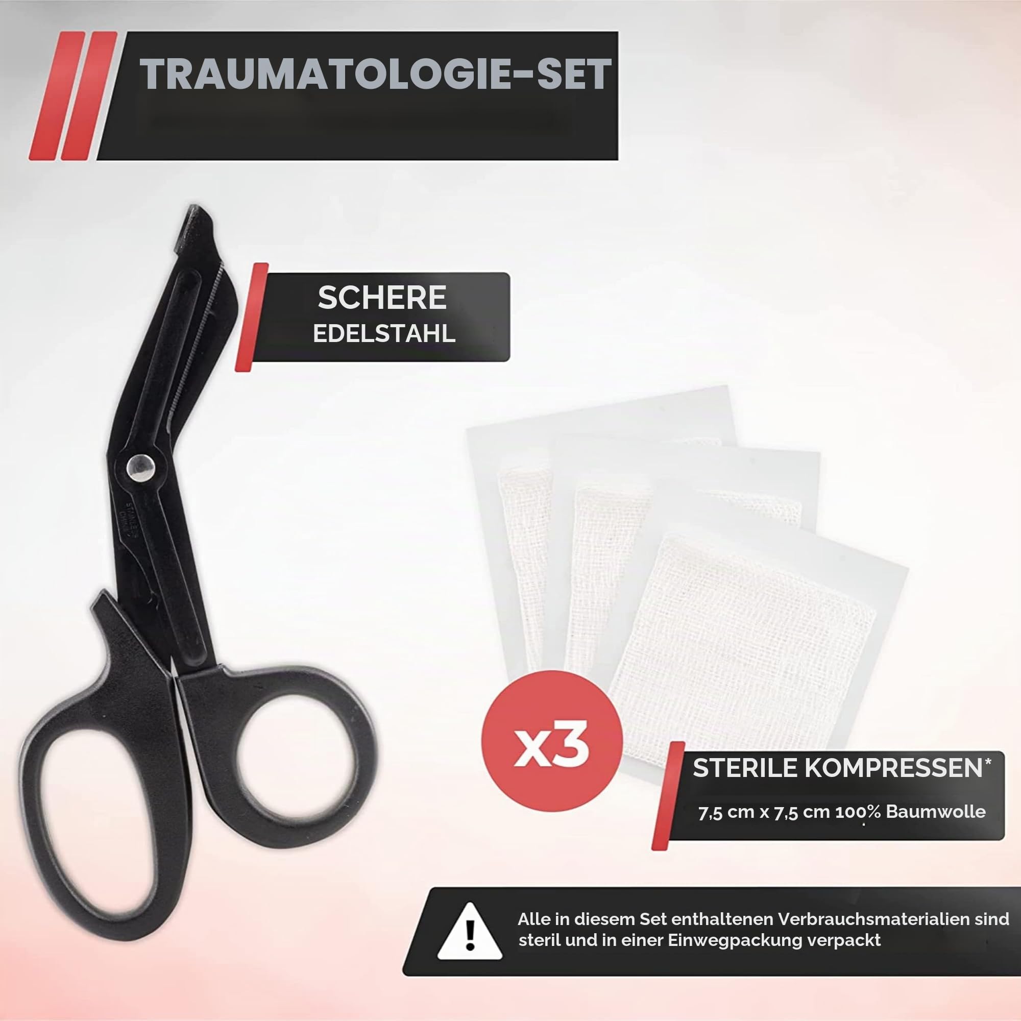 Tourniquet Tourniquet - Professionelle medizinische Ausrüstung für Erste Hilfe - Komplettes Erste-Hilfe-Set - Militärische Ausrüstung - Bandagen/Scheren/Überlebensdecke