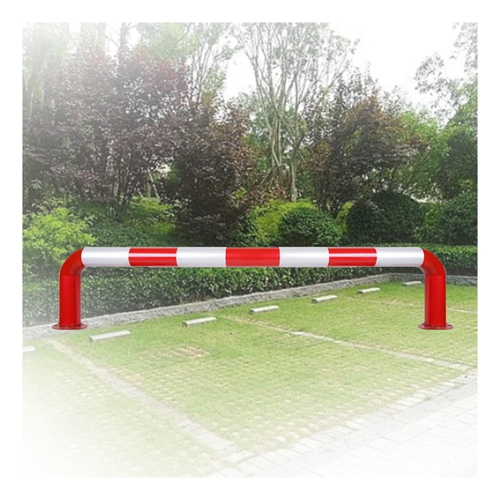 GTHTUHFD U Shape Security Bollards, Red & White Parking Space Blocker, Car Protection Post For Driveway, Garage, Warehouse,150X30Cm,150x30cm