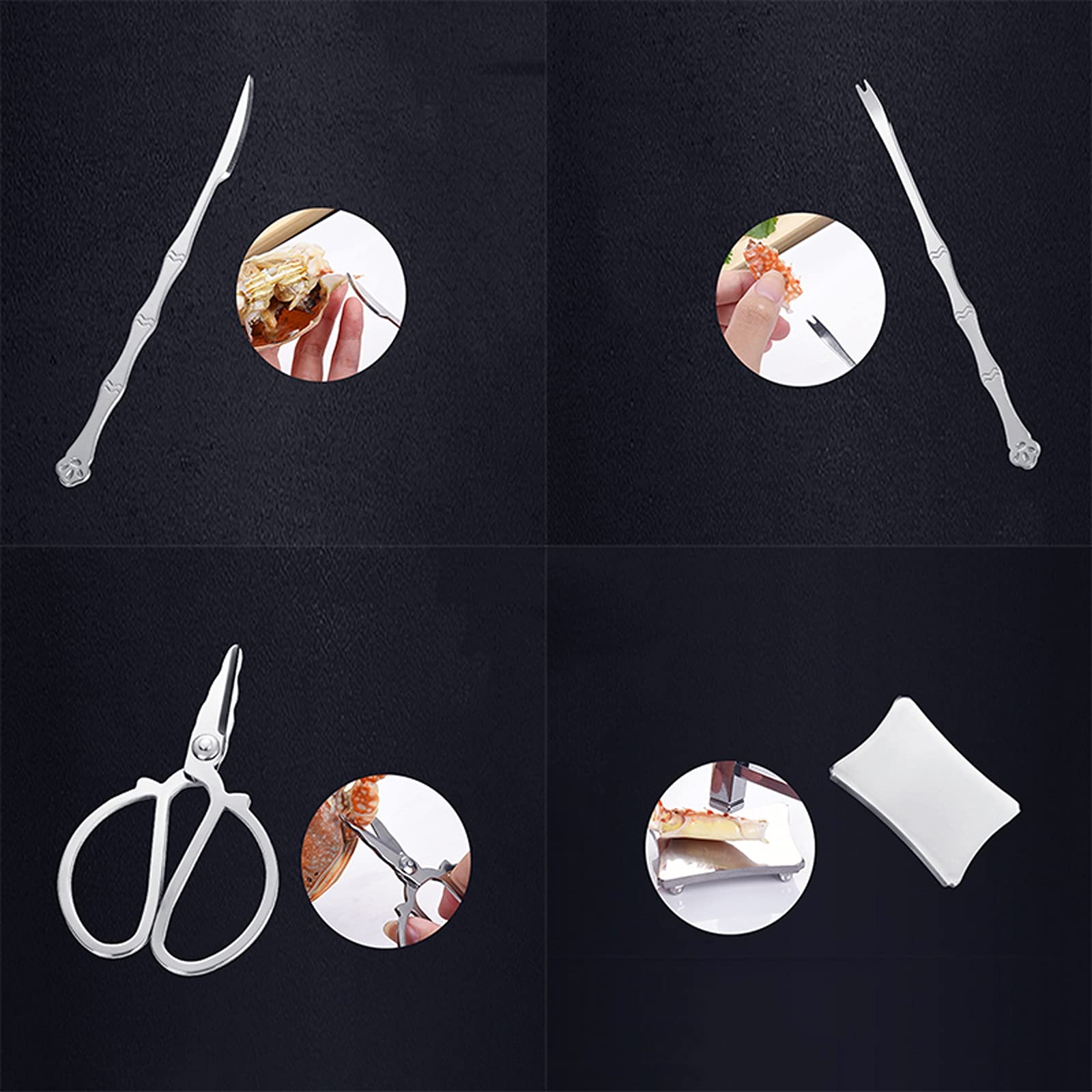 Juego de herramientas para mariscos Juego de herramientas para mariscos con bolsa de almacenamiento Cangrejo Nuez Galletas de langosta Abridor Mariscos Langosta Pierna Desgranadora Kits de cocina Pa