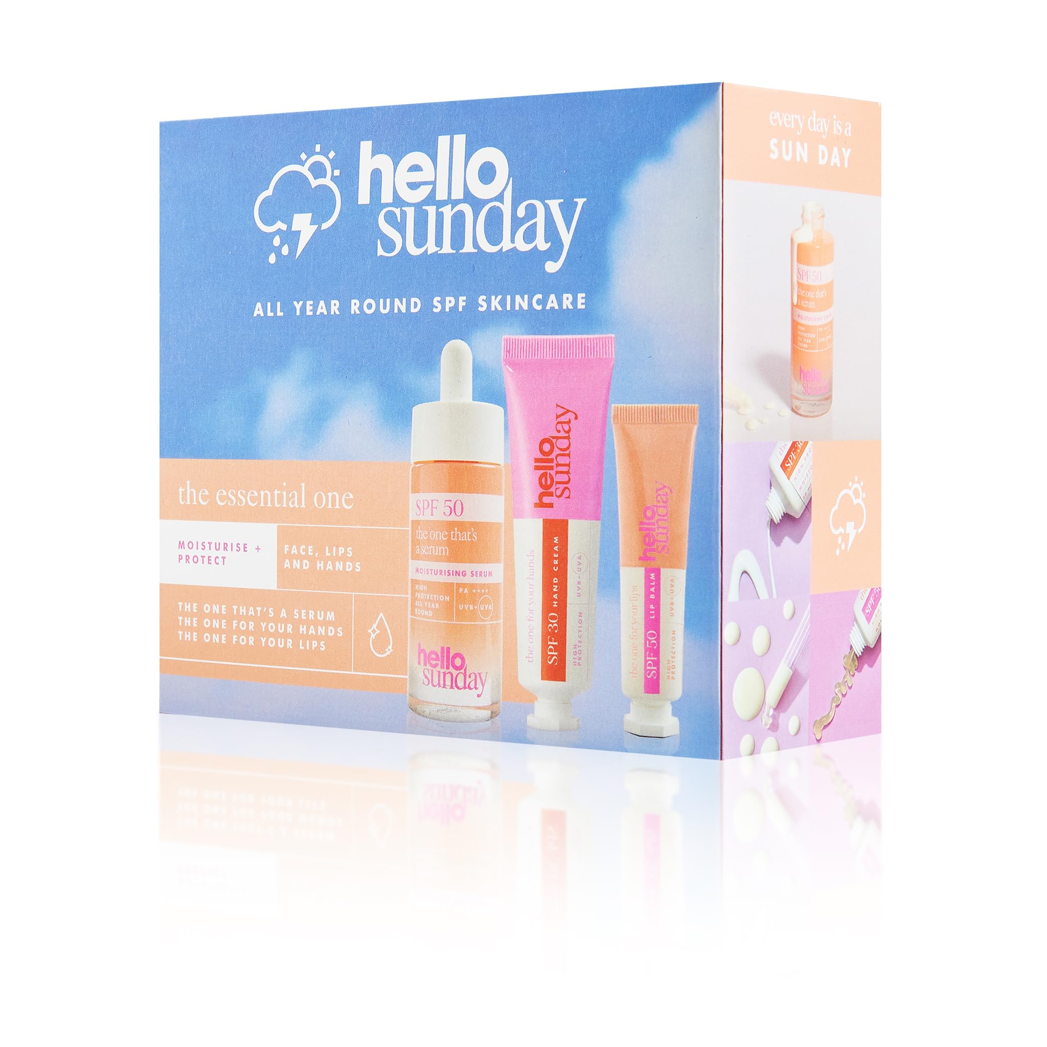 KIT de protección solar- serum facial iluminador FPS 50, crema de manos FPS 30 y bálsamo labial FPS 50