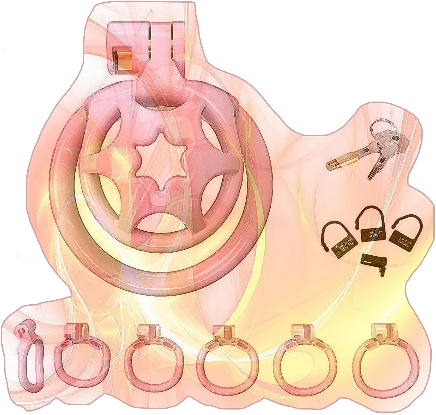 Male Mini Honeycomb Protection Cage Set, Pink, Flat...