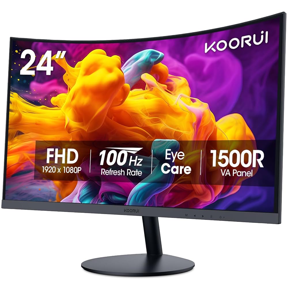 KOORUI モニター 24インチ 60Hz　KR-24N5C Amazon.com: KOORUI 24 inch Curved Monitor, Full HD 1080P