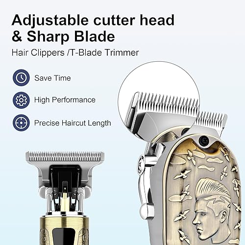 Miniatura 8 de Juego de cortapelos profesional para hombres, recortadores de peluquería recargables inalámbricos para cortar el cabello, afeitadoras eléctricas,