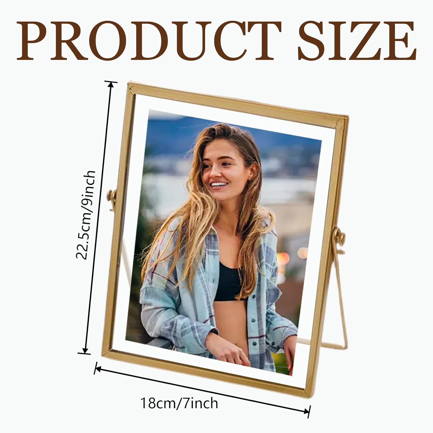 3 Pcs Gold Floating Picture Frame, Tabletop Shelf Photo Frame, 7 x 9 '' Vertical Glass Frames for Multi Size Photos Including 4×4,4×6,5×7,for Christmas Wedding New Year