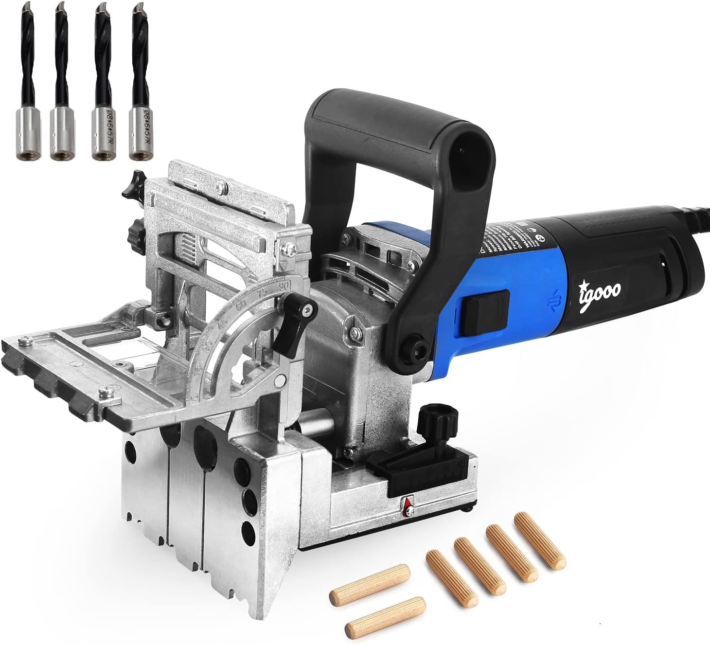 Dual-Spindle Doweling Jointer DJ710, 710W 120V 60Hz, Plate Joiner, 2X8mm and 2X10mm Drilling Bits, 100 Dowels…