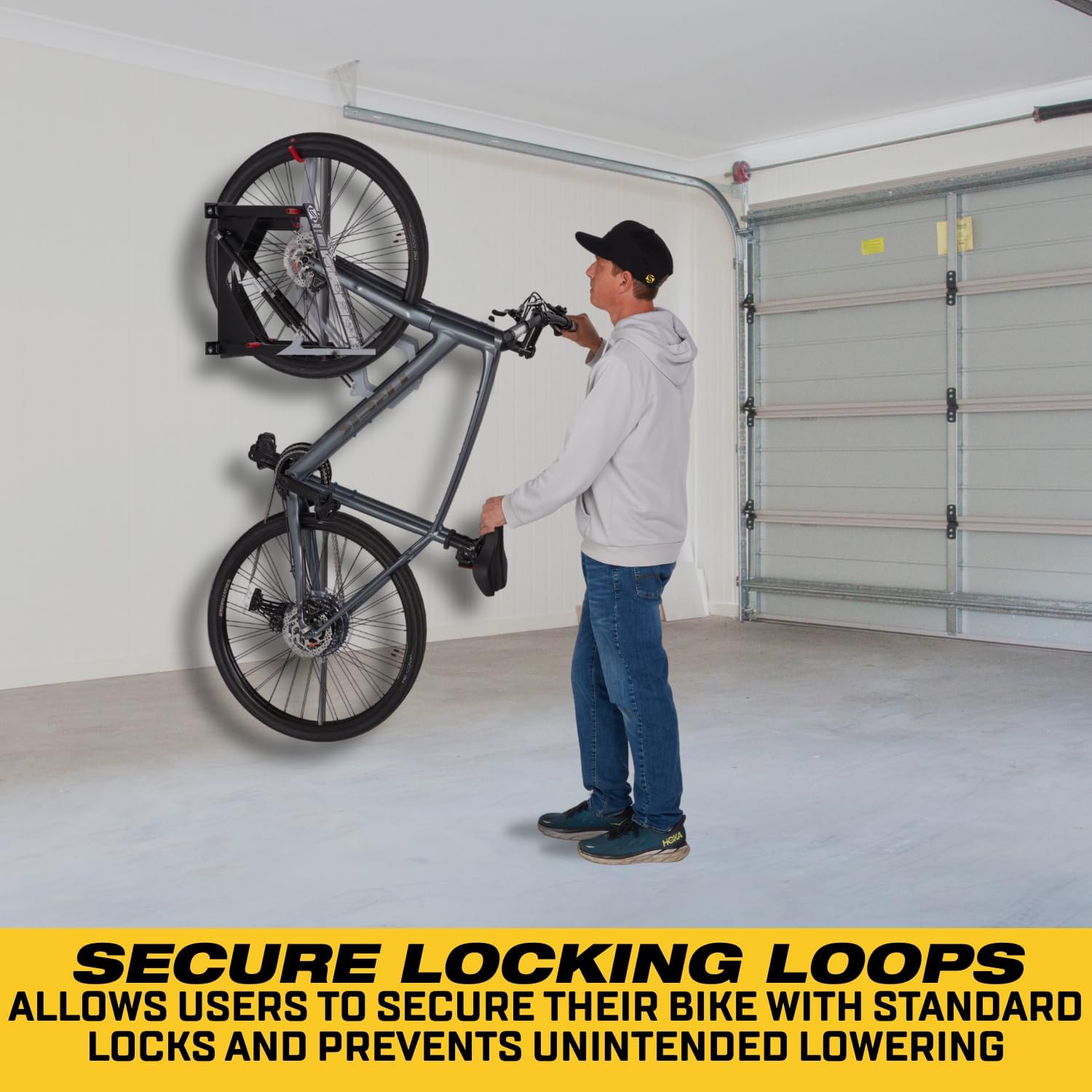 Saris Tip-Up Lift-Assist Bike Rack – Vertical Wall-Mounted Bike Storage with Spring-Assist Hoist – Space-Saving Design for Garage & Indoor Use – Easy Installation