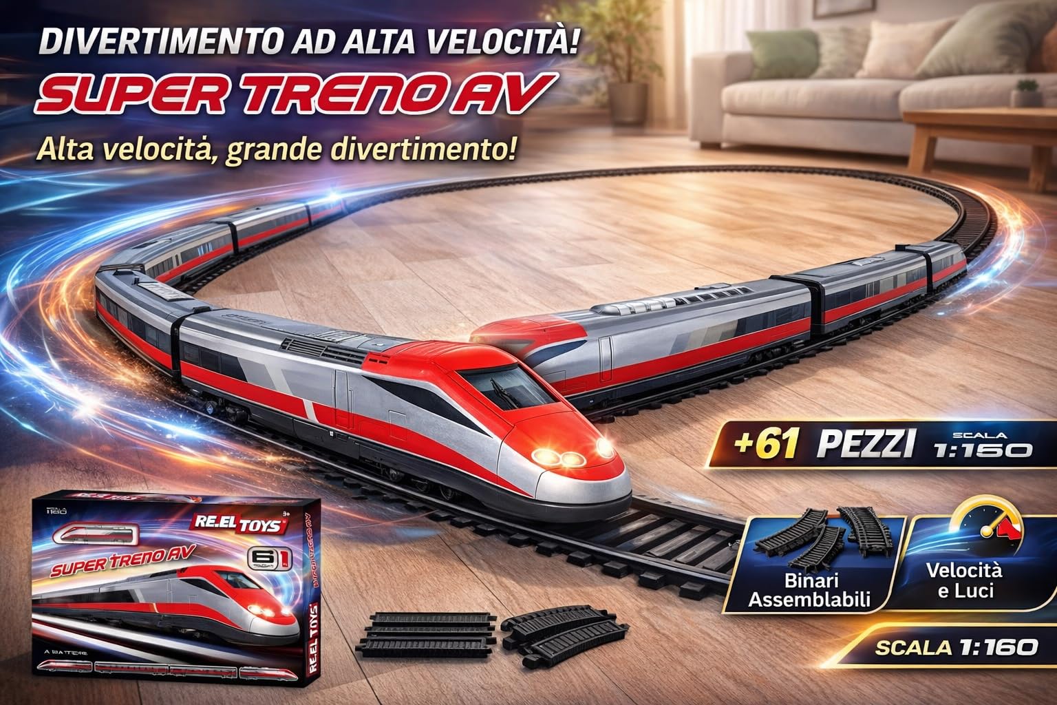 Treno giocattolo per bambini, Trenino Elettrico per Bambini 2 in 1 con Pista da Corsa Set Treno Giocattolo per Ragazze Ragazzi di 3 4 5 6 Anni Trenino Elettrico 6 in 1 con Pista, a Batterie