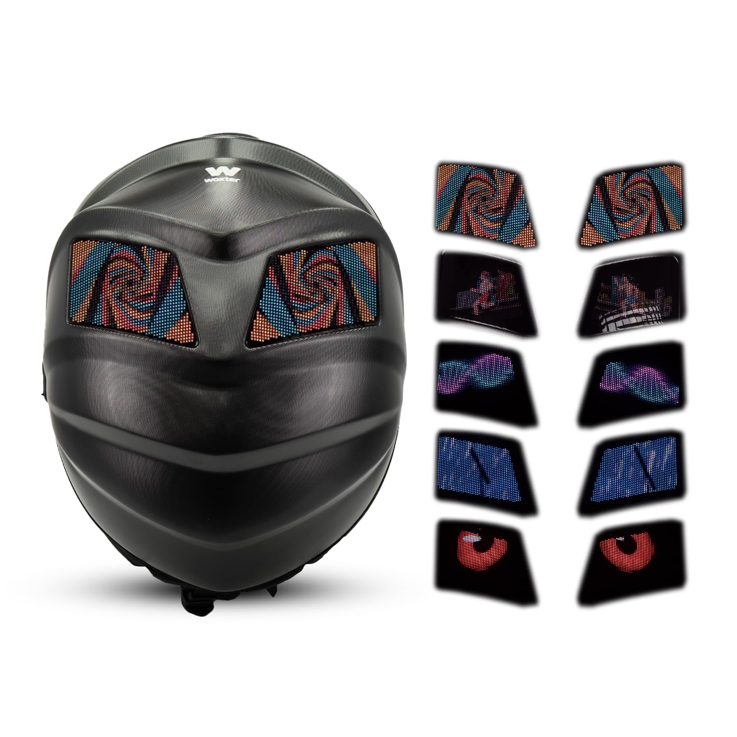 Woxter Mochila Led BLACK KNIGHT - Con Leds Programables, Compatibles con APP, Impermeable, Ciclismo, Moto y Patinetes Eléctricos, Bluetooth, para Cascos. 30 litros de capacidad