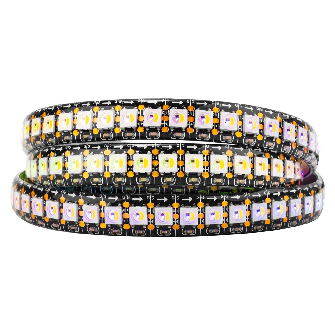 BTF-LIGHTING RGBW RGB+Natural White SK6812 (Similar WS2812B) Individually Addressable 3.3ft 1m 144(2X72) LEDs Flexible 4 Colors in 1 LED Dream Color