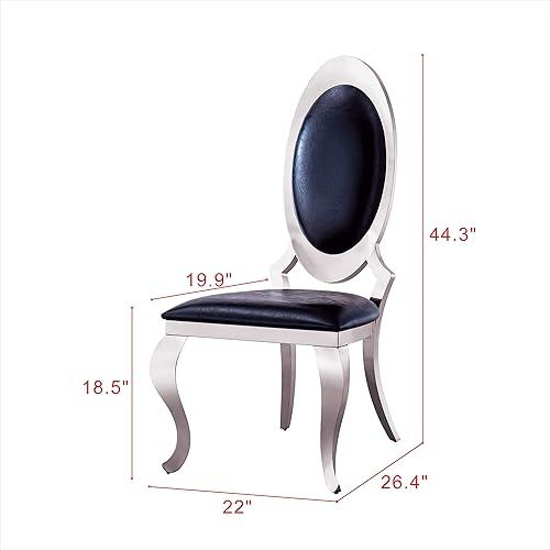 Miniatura 2 de HomVent Juego de 2 sillas de comedor modernas de cuero sintético, cómodas sillas de cocina tapizadas con respaldo ovalado y patas de acero