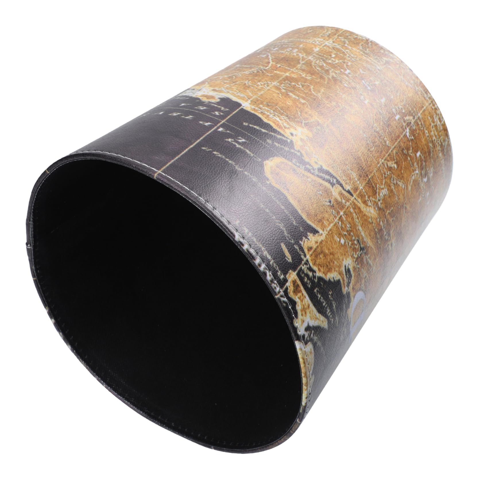 LABRIMP 1pc Leather Trash Can Round Trash Can Office Waste Basket Waste Paper Car Trash Cans Vintage Waste Containers Auto Trash Can Round Garbage Can Office Trash Can Storage Bucket Brown