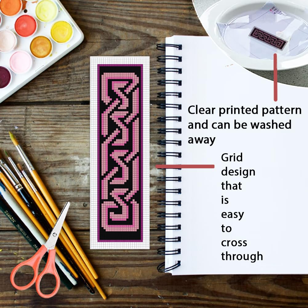 ORIGACH 6 Set Celtic Knot Cross Stitch Bookmark Kit for Beginner with Backing Felt Floss Instructions DIY Stamped Embroidery Bookmark Kit for Adults Book Lovers - Image 3