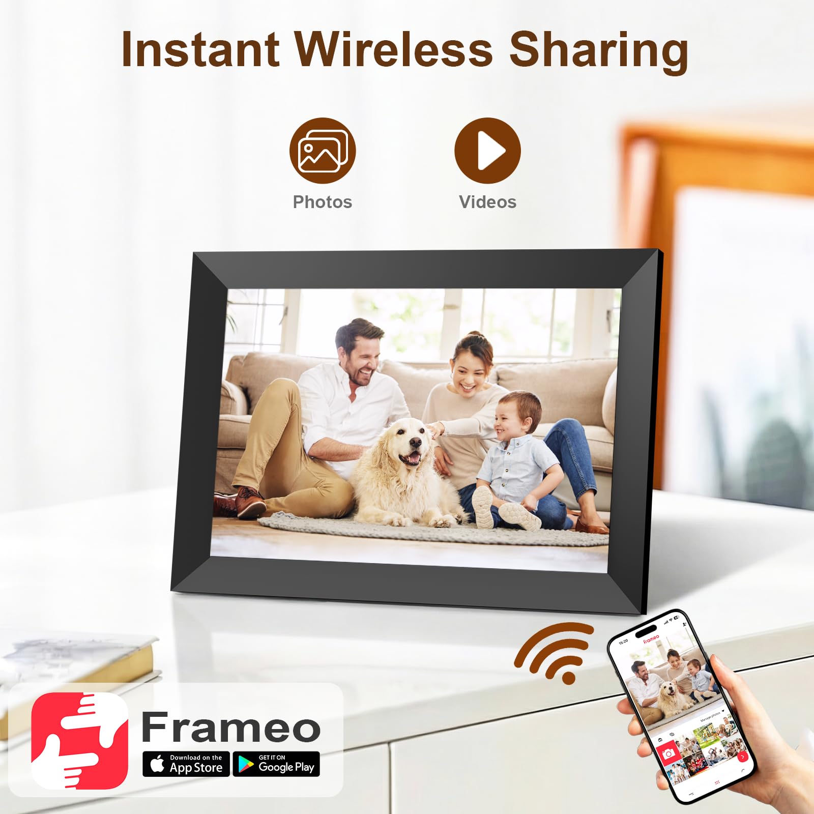 Cadre Photo numérique de 10,1 Pouces, Cadre Photo numérique avec écran 1280 x 800 HD IPS, Rotation Automatique, Installation Facile pour Partager instantanément des Moments Via