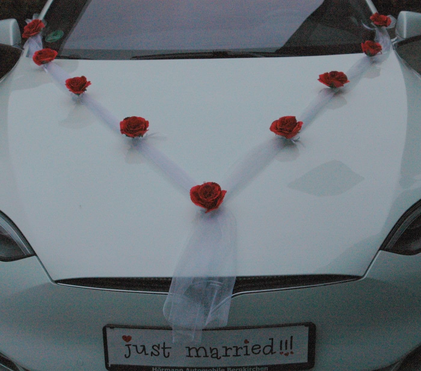Auto-schmuck so einfach so kreativ SELBERDEKO Car Jewellery Bride Couple Rose Decoration Wedding Car Wedding Decoration Garland Car (Red) - Image 2