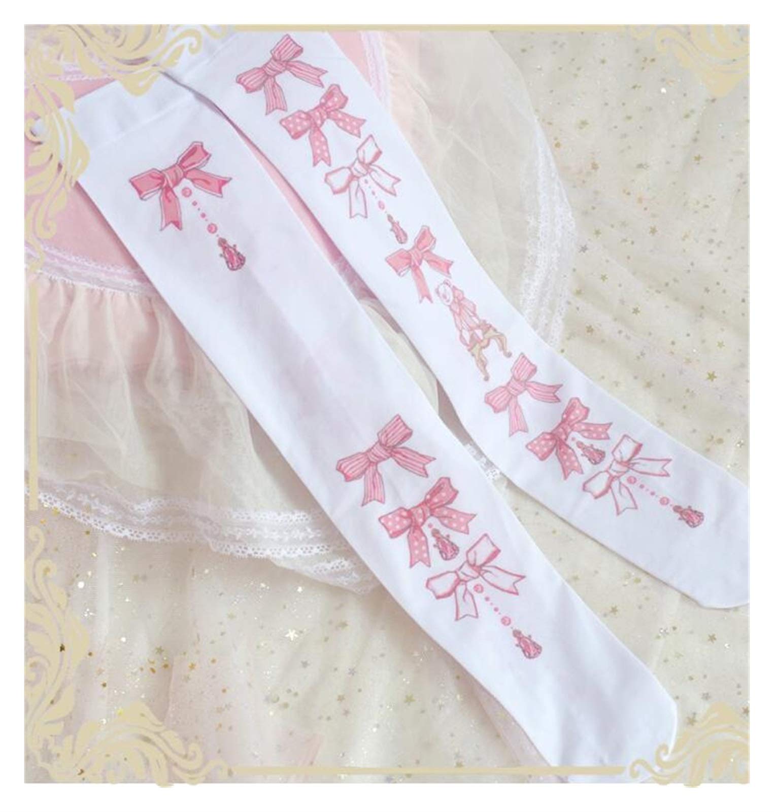 Chaussettes Lolita hautes rouge taille E avec noeud papillon mignon pour robe fille
