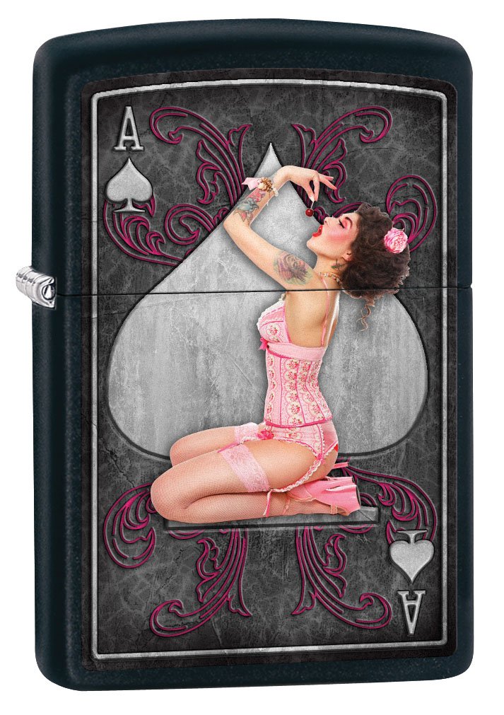 Amazon.com: Zippo Lighter: Sexy Pin-Up Girl, Ace of Spades - Black 