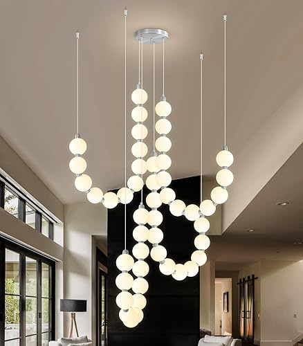 Miniatura 5 de Candelabros modernos LED regulables, bolas de acrílico, iluminación colgante de techo para sala de estar, comedor, dormitorio, luces colgantes