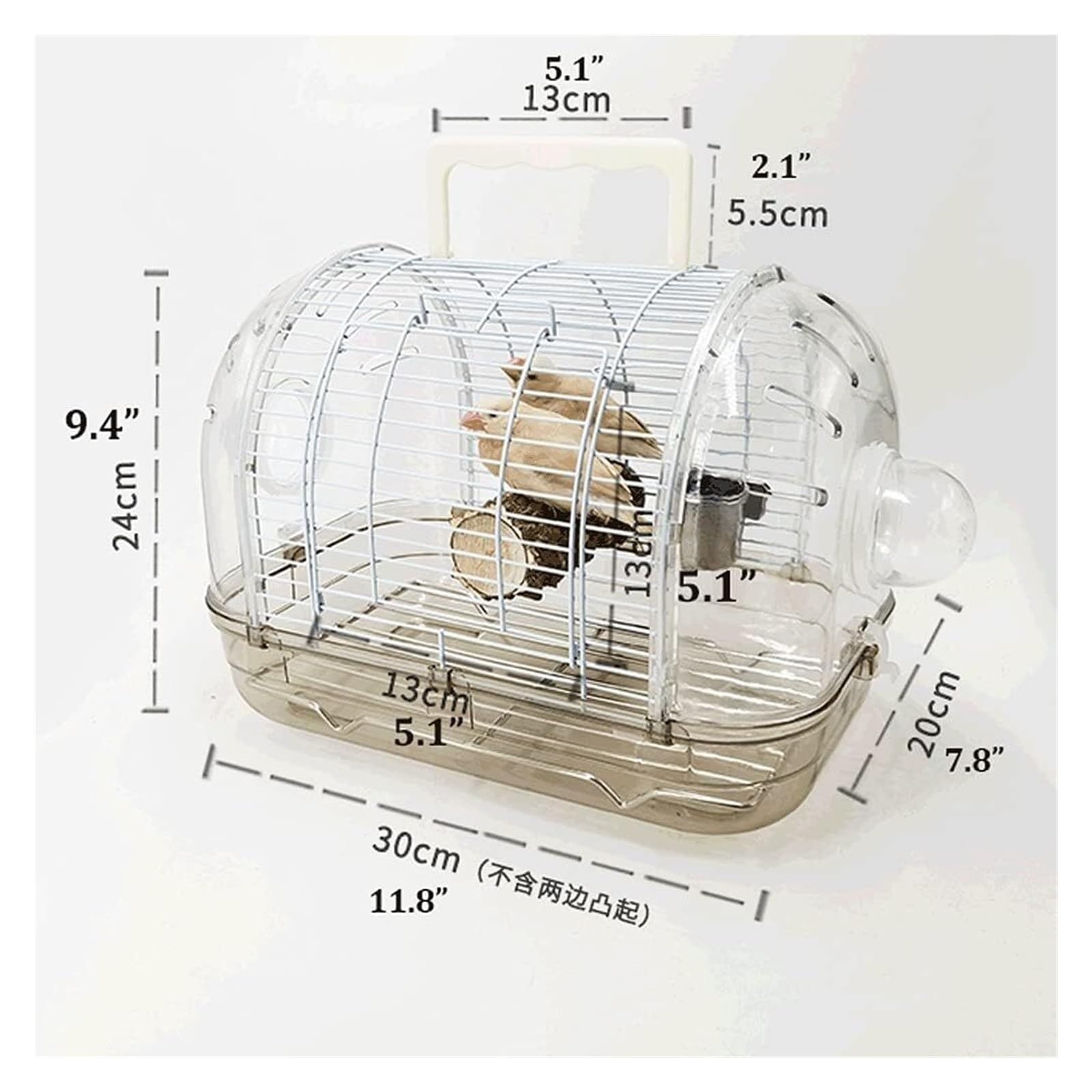 Pajarera， Jaula for pájaros Transparente portátil con chasis Desmontable,Jaula de Vuelo for pájaros pequeños con asa comedero de Acero Inoxidable-Decoración Transparente