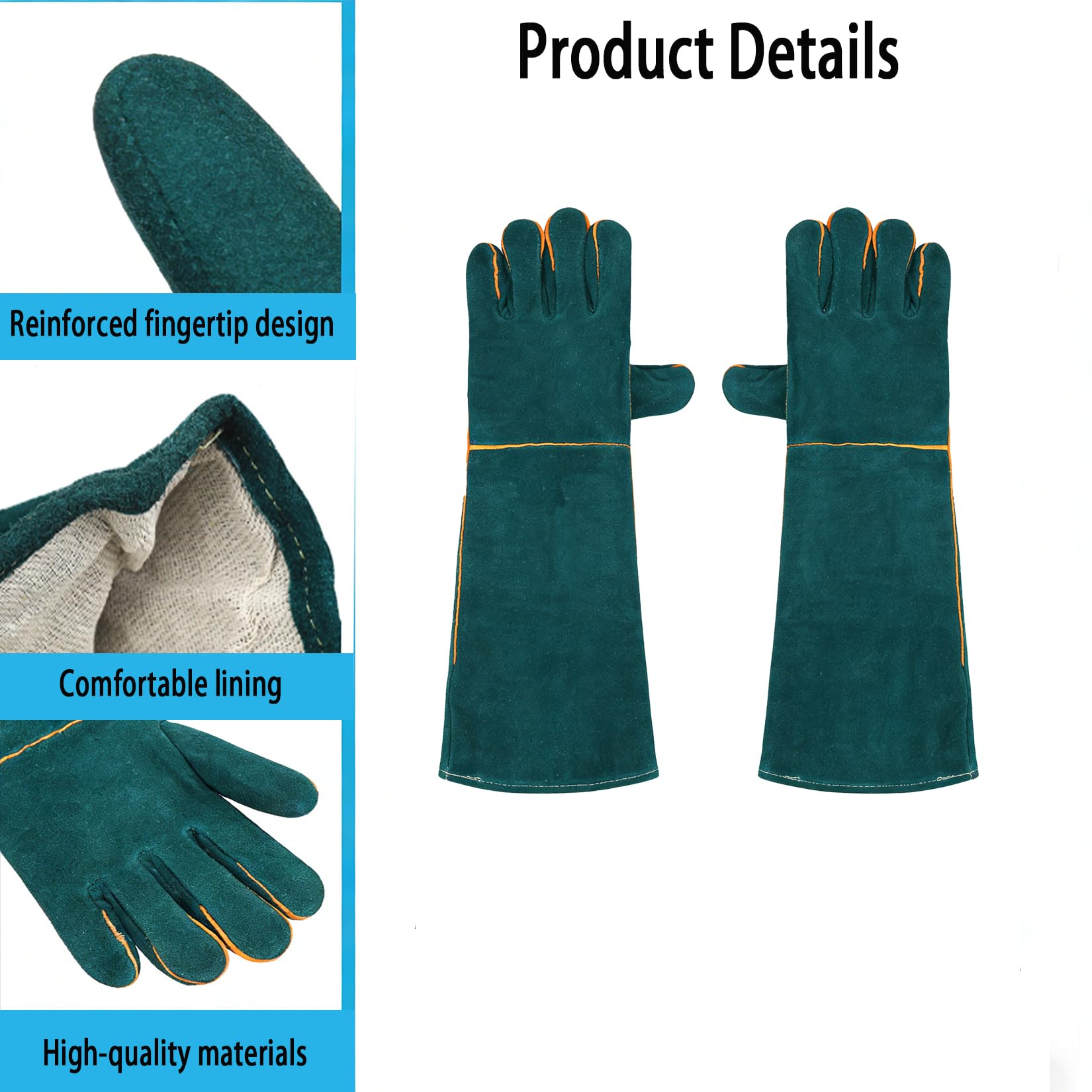 1 Par Guantes Antimordeduras Perros, 40 cm Guante Protectora Perro, Guantes Protección Contra Mordeduras, Guante para Manipulación de Animales, baño, gatos, pájaros