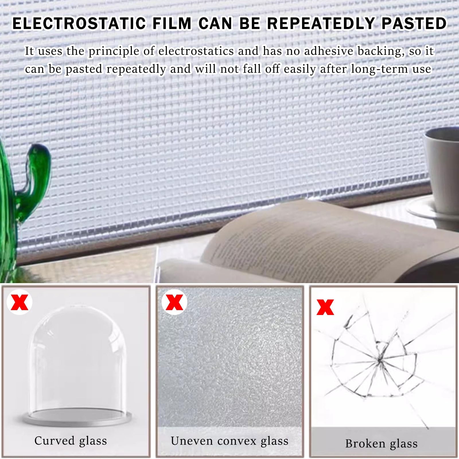 3D Fensterfolie Dreidimensional Glasfolie Statische Haftung Sichtschutzfolie PVC Glas Aufkleber Dekorativer Folie Nicht Kebend Abnehmbare Milchglasfolie UV-Schutzfolie für Zuhause Büros Küchen