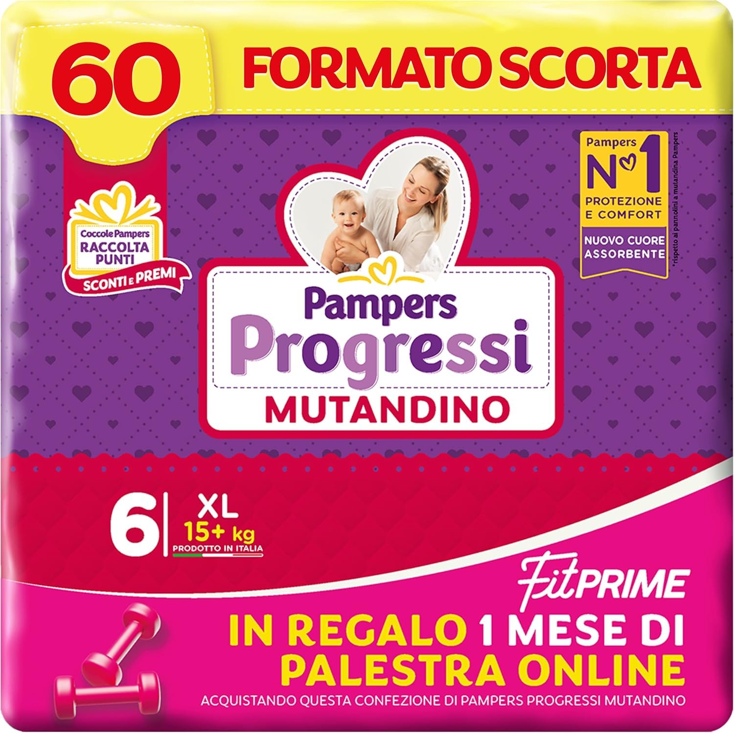 Pampers Progressi Culotte & Fit Prime Extralarge, 60 couches, taille 6 (15+ kg)