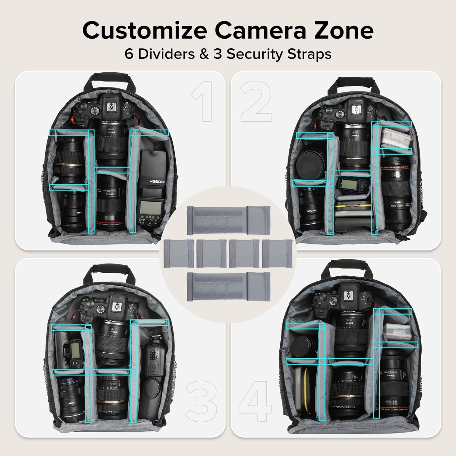 Camera Backpack Bag Small- Waterproof Professional DSLR Camera Bag Photography Backpack with Customizable Interior, for Canon Nikon Sony Digital Lens