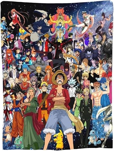 Miniatura 8 de Manta de franela de forro polar de dibujos animados de anime, para todas las estaciones, ligera para aire acondicionado, manta cálida para silla,