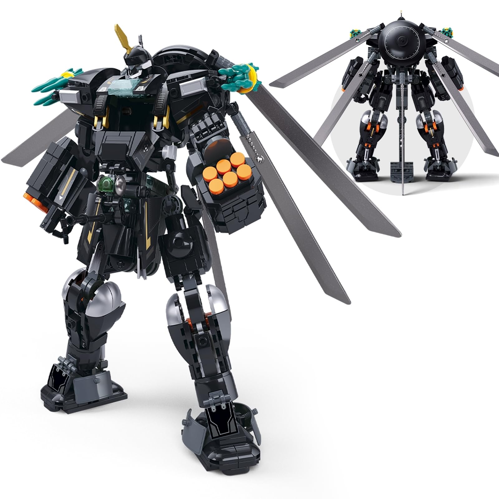 HIGH GODO Action Mech Robot Da Costruzione, 561 Pezzi, Action Figure Con Parti Articolate E Cannoni Laser, Set Creativo Per Bambini E Ragazzi Dagli 8 Anni, Idea Regalo - 3