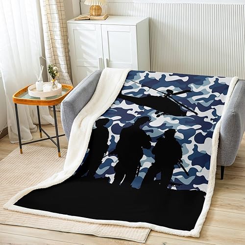 Miniatura 10 de Manfei Manta de camuflaje gris para sofá, manta de cama temática de caza de animales salvajes para niños y adultos, decoración de habitación, manta