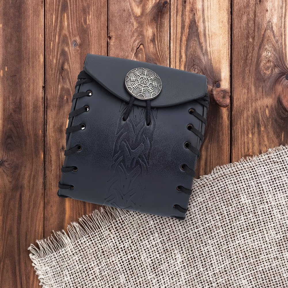 Embossed Medieval PU Leather Mini Belt Bag Portable Renaissance Leather Waist Pouch - Image 7