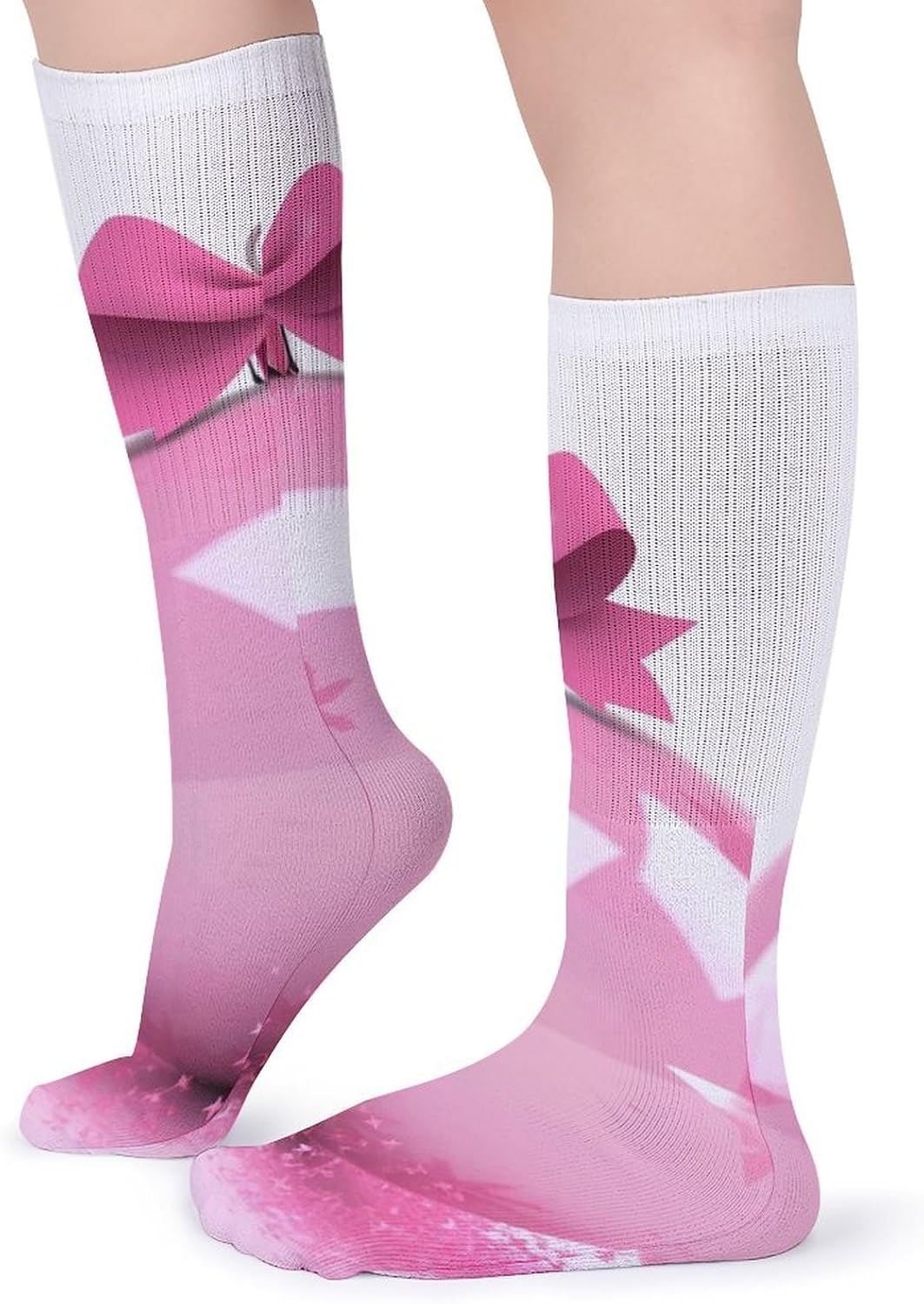 5-Pack Knee High Socks, 15.7 Inch Breathable Casual Socks Christmas Ball Stockings for Men Women