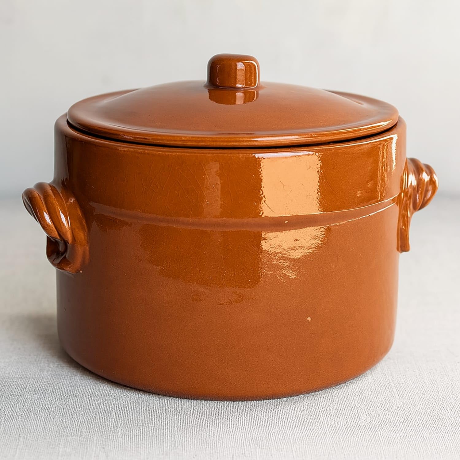 Pentola in terracotta con coperchio Ø 25 cm – Altezza 16 cm – Artigianale per cottura tradizionale 3110251101