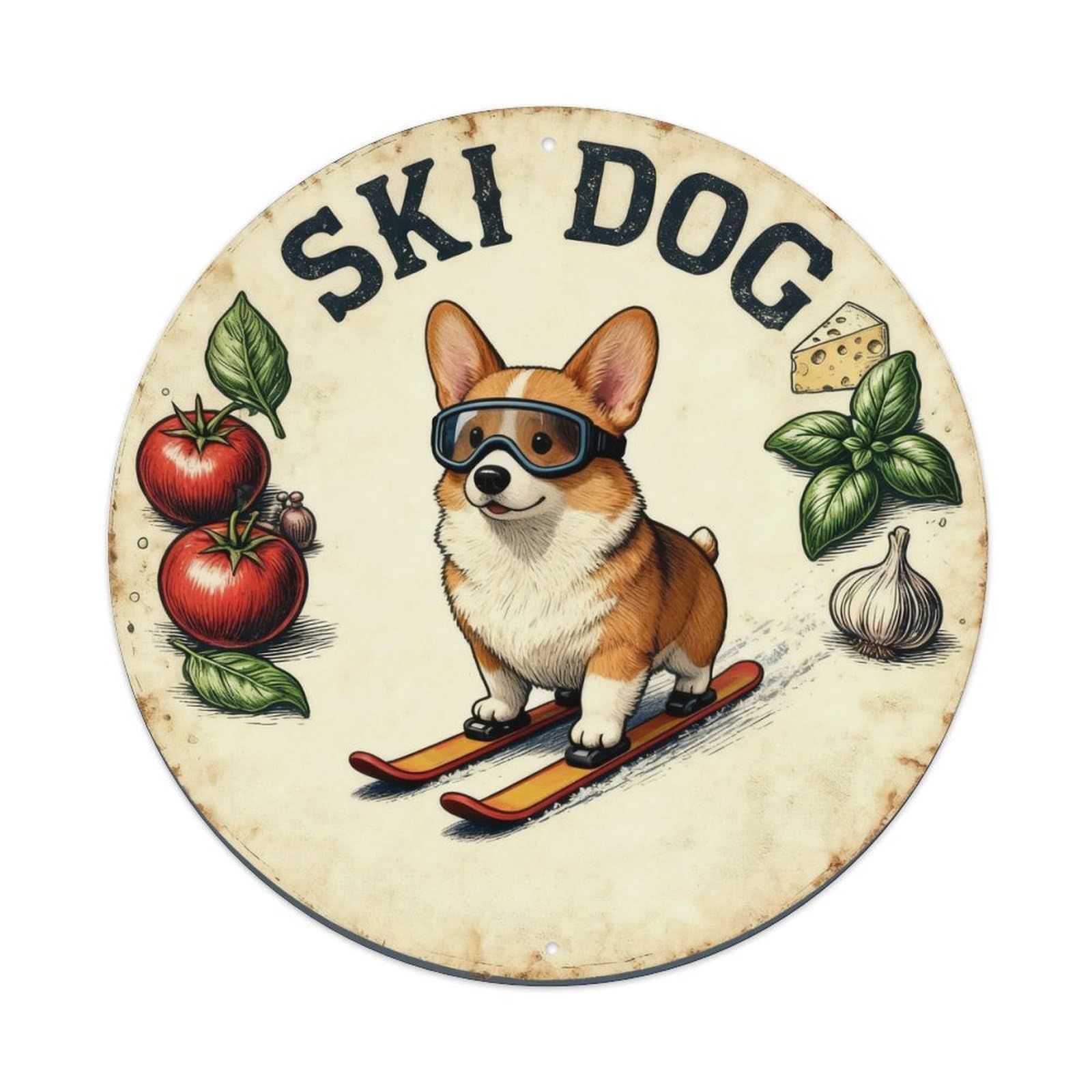 Ski Dog Vintage Tin Sign Metal Tin Sign Plaque