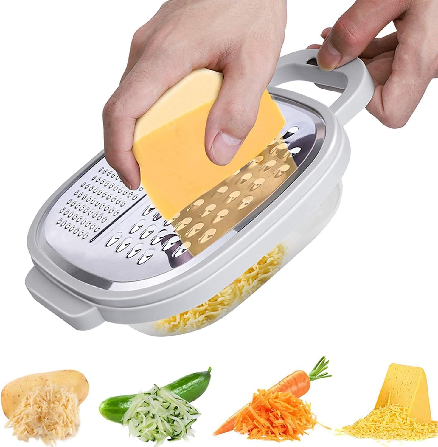 Aokraty Cheese Grater with Container - Cheese Grater with Handle - Graters for Kitchen - Cheese Shredder Small Grater - Cheese Grater Box - Mini Cheese Grater - Cheese Grater HandHeld - Box Grater