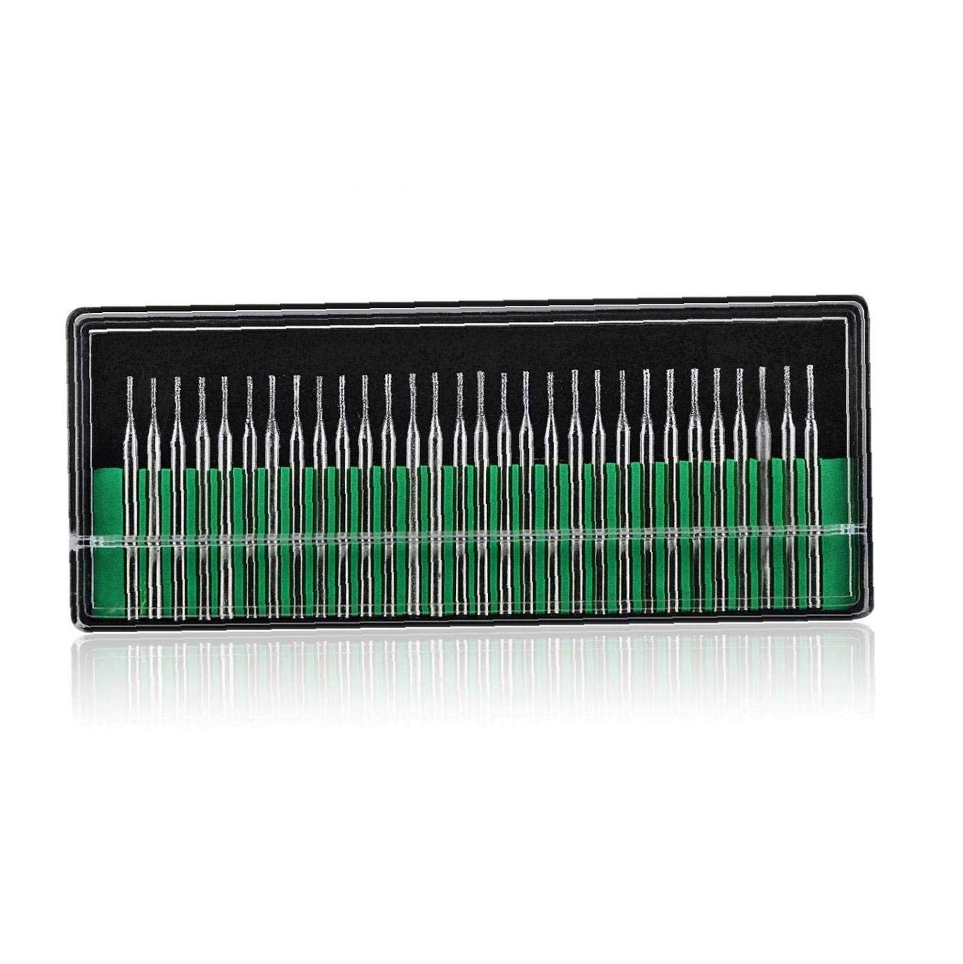 30pcs 1mm Premium Diamond Drill Bit Cylindrical Burr Kit Jewelry Beach Sea Glass Shells Gemstones Lapidary