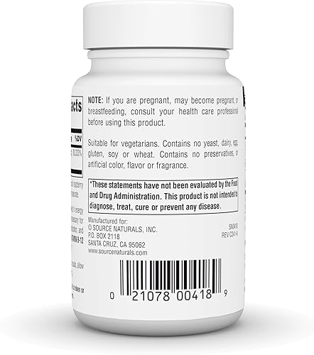 Miniatura 3 de Source Naturals Vitamina B-12, 2000 mcg Apoya la Producción de Energía - 100 Pastillas
