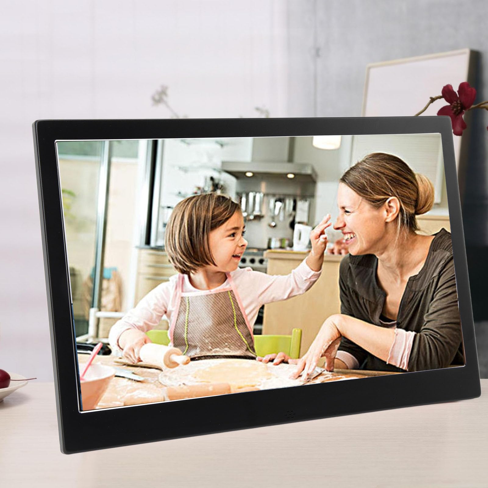 Digitaler Bilderrahmen mit 13 Zoll HD Bildschirm, 1280 x 800, Elektronischer Bilderrahmen Aluminiumlegierung Ultradünnes Design, Vielseitige Konnektivität für Geburtstag Hochzeit