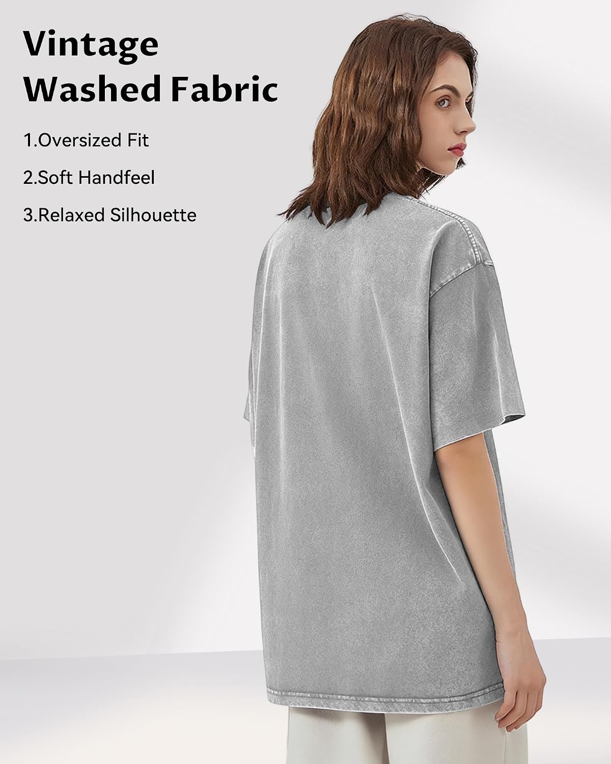 Aiyino Womens Vintage Washed Oversized Cotton T Shirt image 4