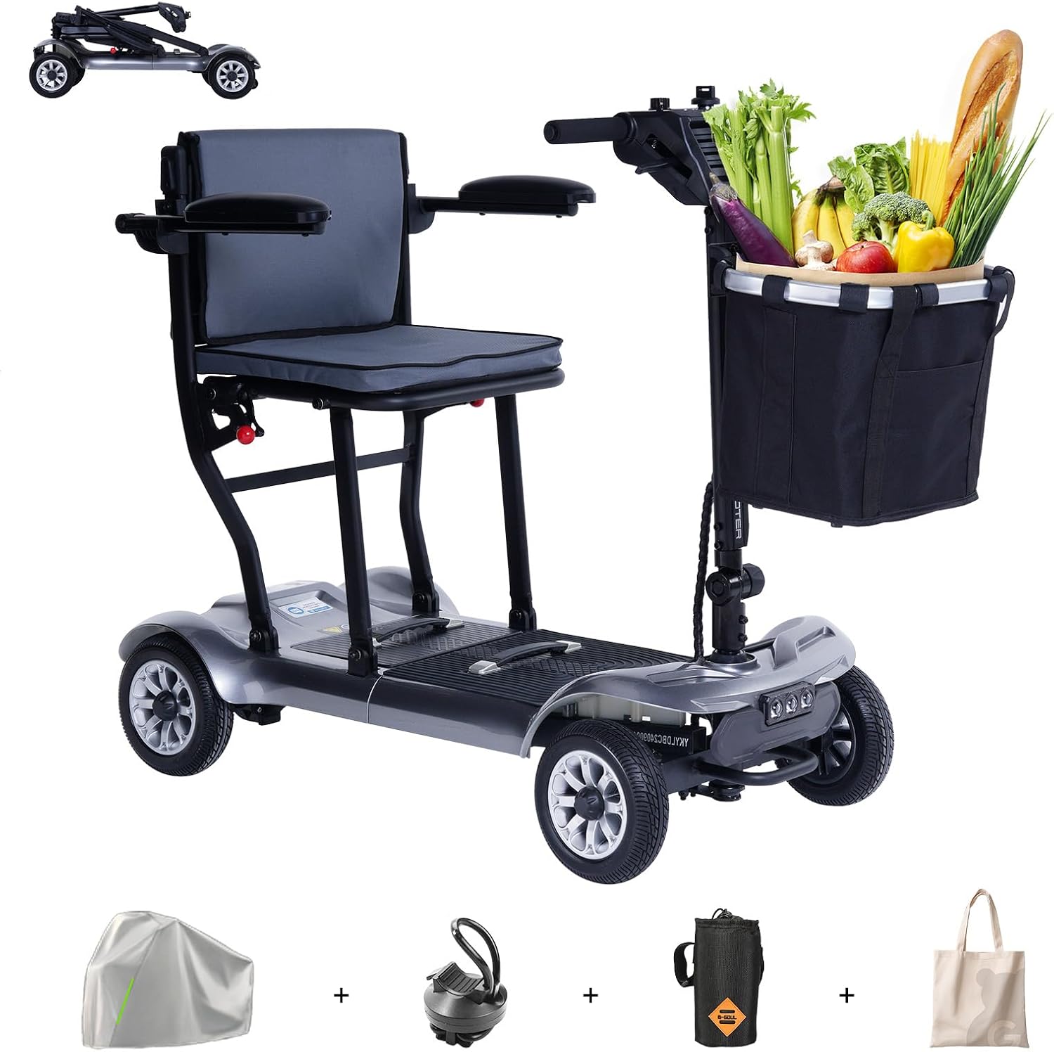 Mobility Scooter PAISEEC D3 Lightweight Mobility Scooter for Senior, 39.7 lbs Folding Mobility Scooters with 2 Batteries, All Terrain Travel Scooter up to 18.6 Miles Airline Approved Mobility Scooters