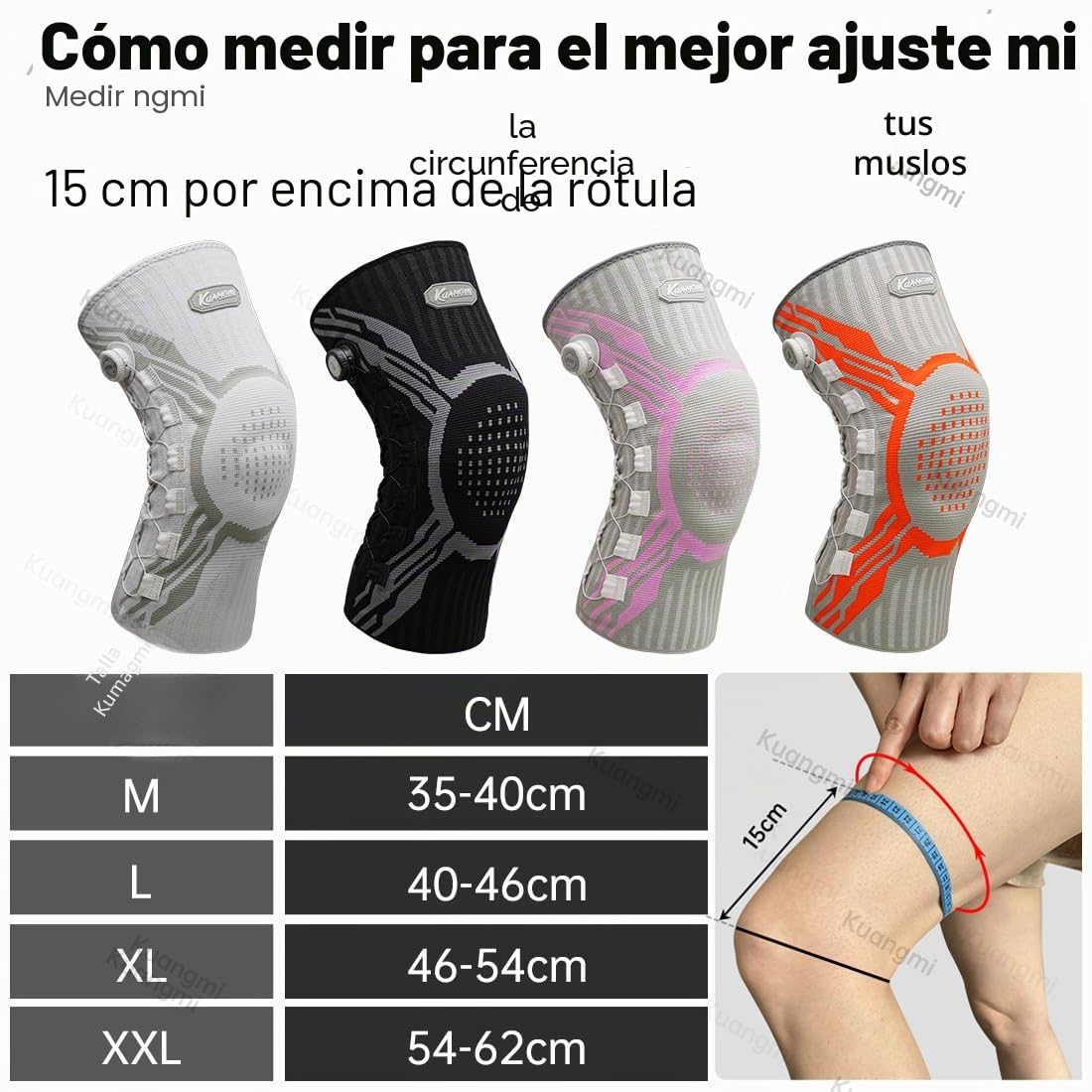 Kuangmi Rodillera con Rueda de Ajuste Giratorio - Alivio del Dolor, Soporte para Deportes (Running, Gimnasio), Rehabilitación y Uso Diario - Largo BLL