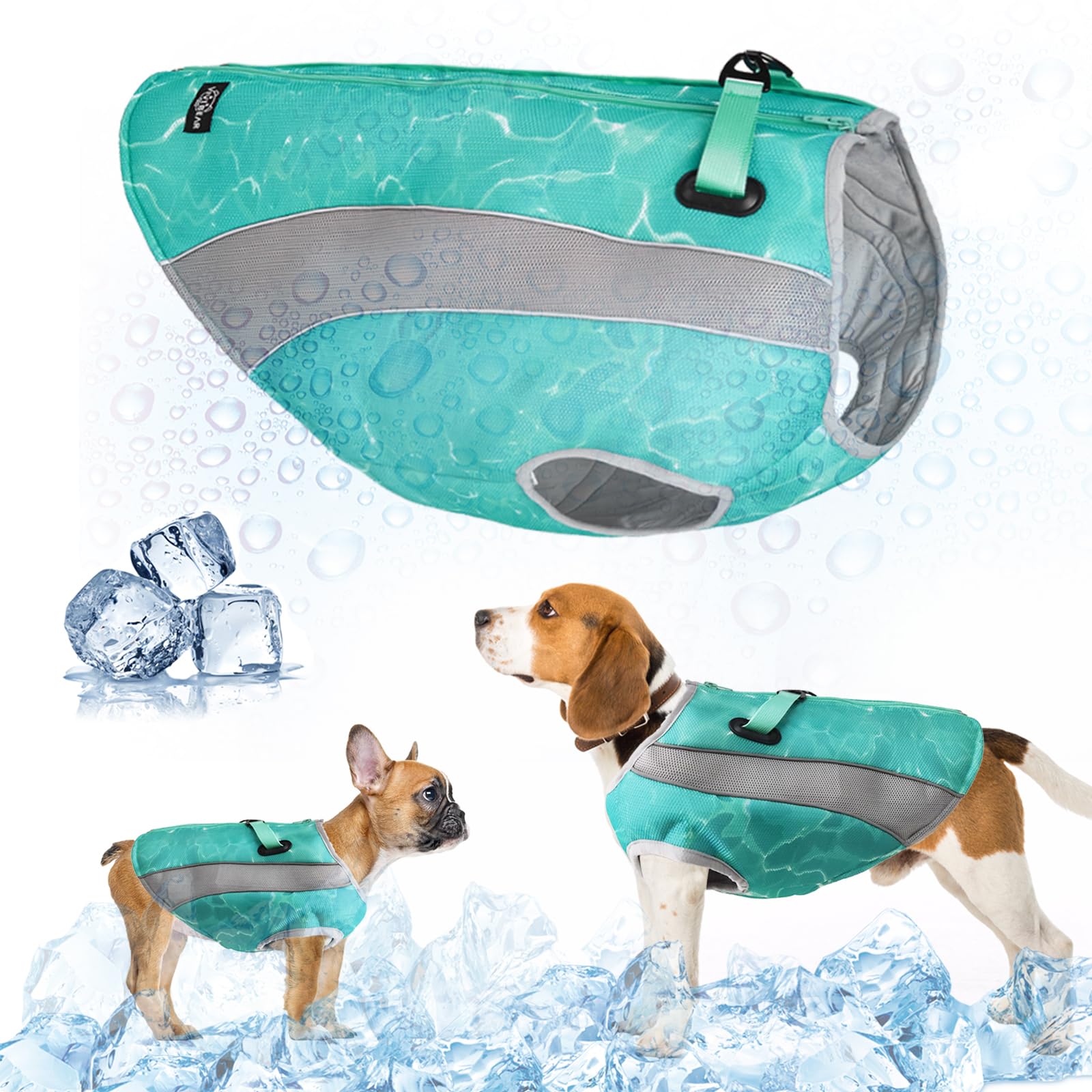 2 en 1 Manteau d'hiver pour Chien et Gilet rafraîchissant pour Chien, Veste de Harnais améliorée, Manteau rafraîchissant évaporatif Respirant pour Chiens pour Petits, Moyens et Grands Chiens