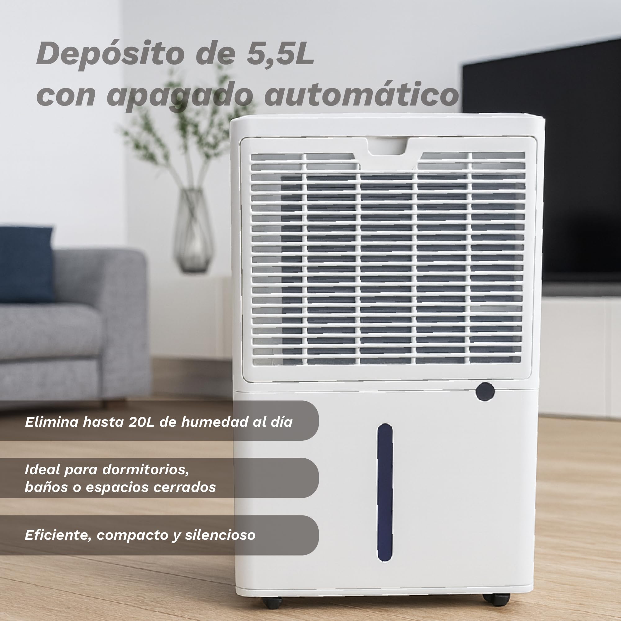 Grunkel Drytek 20 osuszacz powietrza, 20 l/dzień, LED panel dotykowy, WiFi, 300 m³/h, zbiornik 5,5 l, 42 dB Cichy, timer