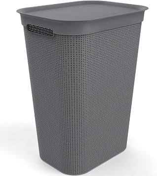 Rotho, Brisen, Laundry collector 50 l, Plastic PP BPA-free, anthracite, 50l 43,1 x 34,0 x 52,9 cm