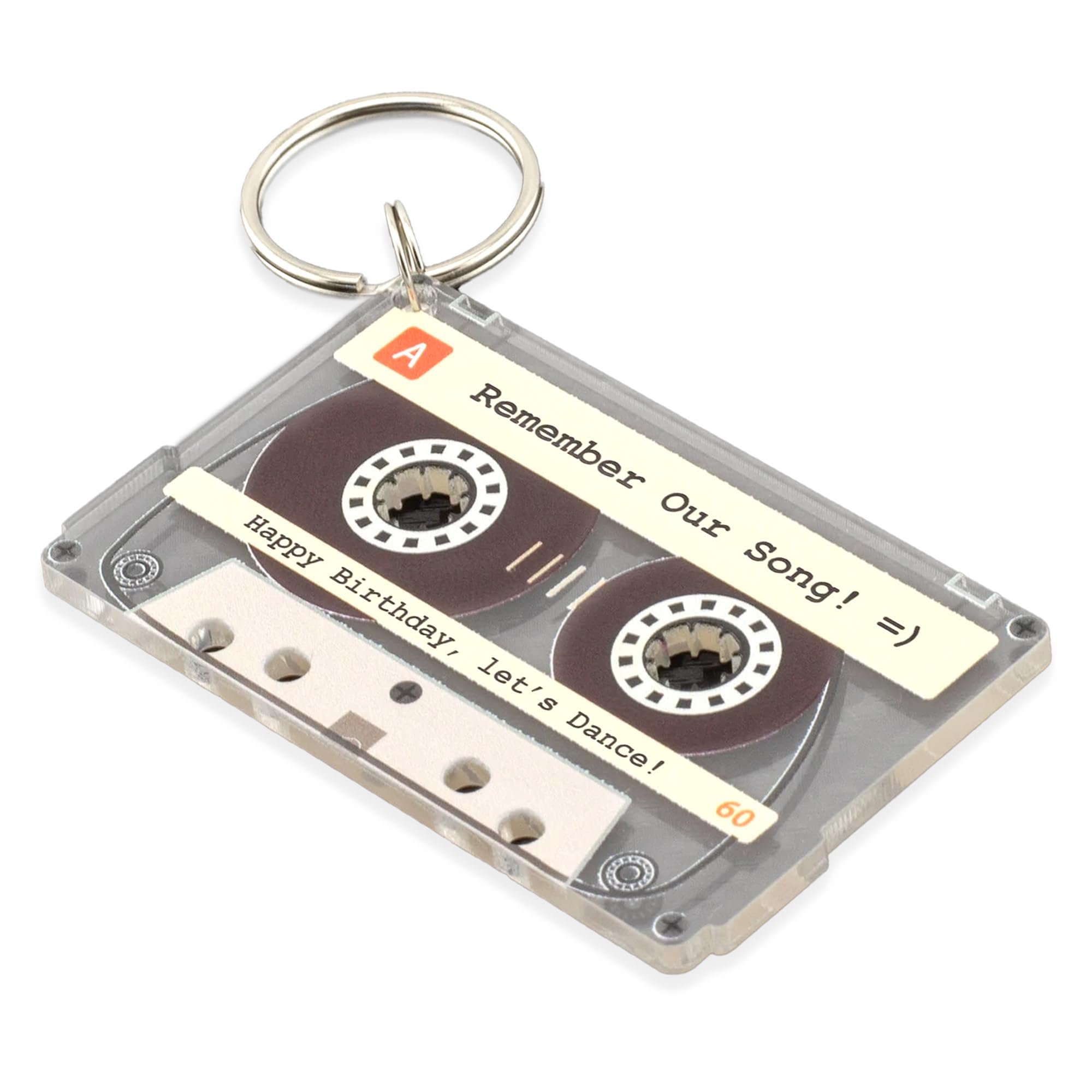 A1 Graphics Ltd Personalised Song Message Cassette Keychain Custom Song Retro Tape Keyring (Clear)