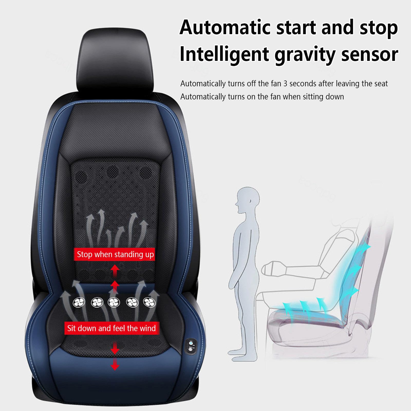Cooling Car Seat con 24 Ventole, 3 Livelli Regolabili Coprisedili Auto Estivi, Coprisedile Auto Estivo per Viaggiatori, Conducenti Car,Black-12V