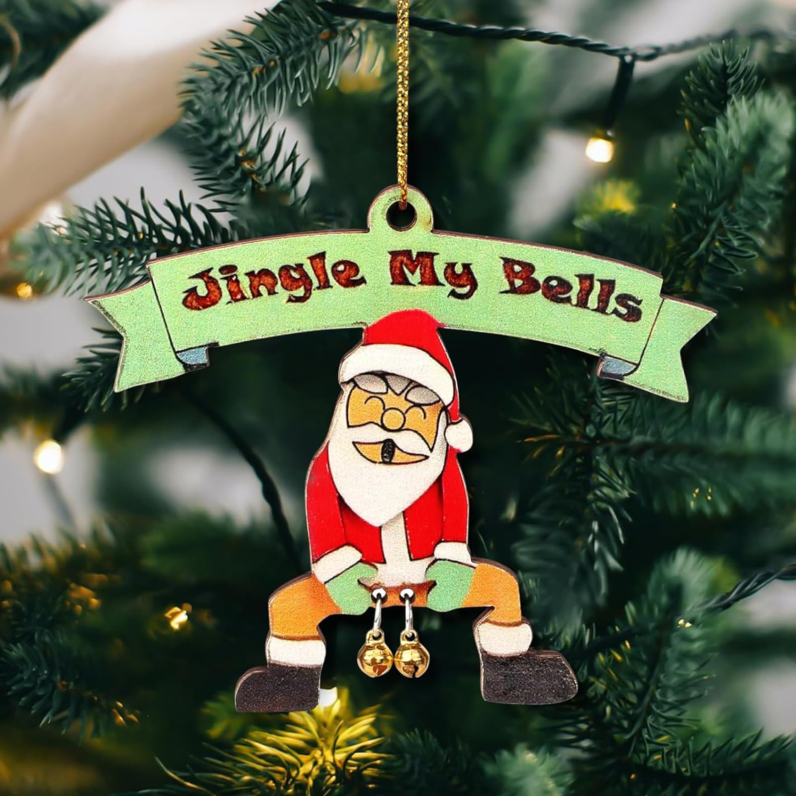 Qylazune Women's Green Christmas Decorations Funny Gifts Christmas Naughty Santa Ornamen Prank Gift Novelty Gifts For Men Personalization Xmas Tree Decoration For Party, Car,Indoor Home Accessories